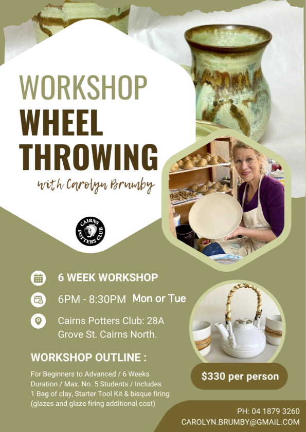 Cairns pottery classes courses ceramic<br />
